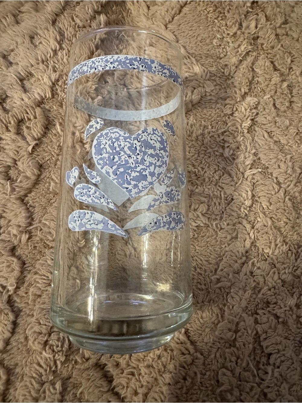 Corelle Blue Hearts Glass Cup